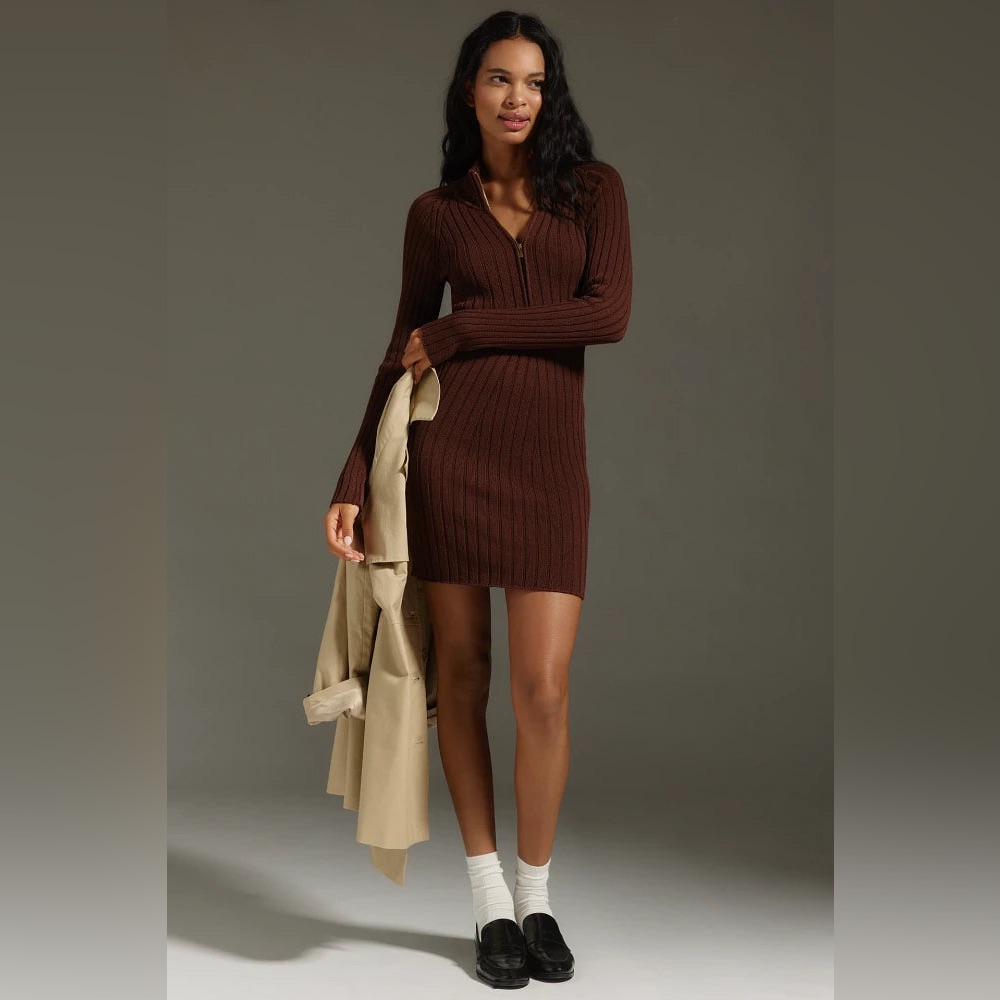 Nwt Anthropologie Pilcro Quarter-Zip Sweater Dress